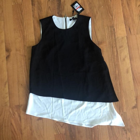 DKNY Womens Black Layered-look Asymmetrical - Picture 2 of 3